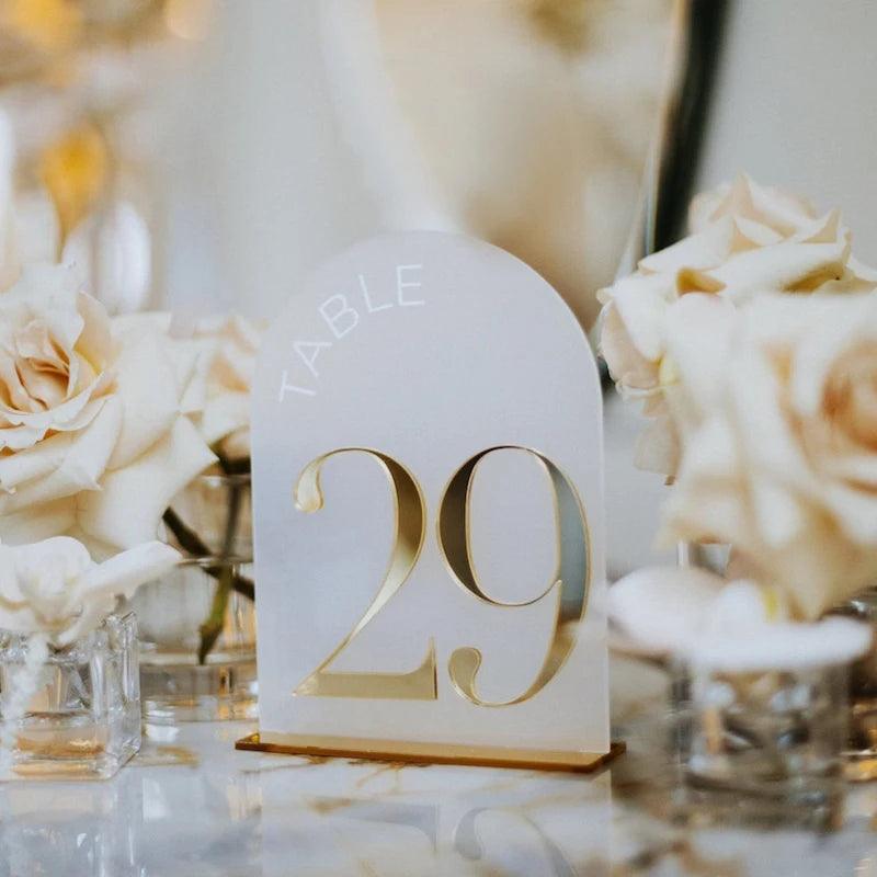 Wedding Table Number Gold Mirrored Acrylic Arched Table Numbers Wedding Decor Signs - FYLZGO Signs