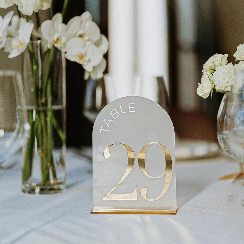 Wedding Table Number Gold Mirrored Acrylic Arched Table Numbers Wedding Decor Signs - FYLZGO Signs