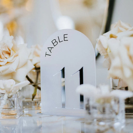 Arch Acrylic Table Numbers with Stands,3D Silver Mirror Table Signs,Frosted Acrylic Wedding Table Signs,Wedding Reception Decor