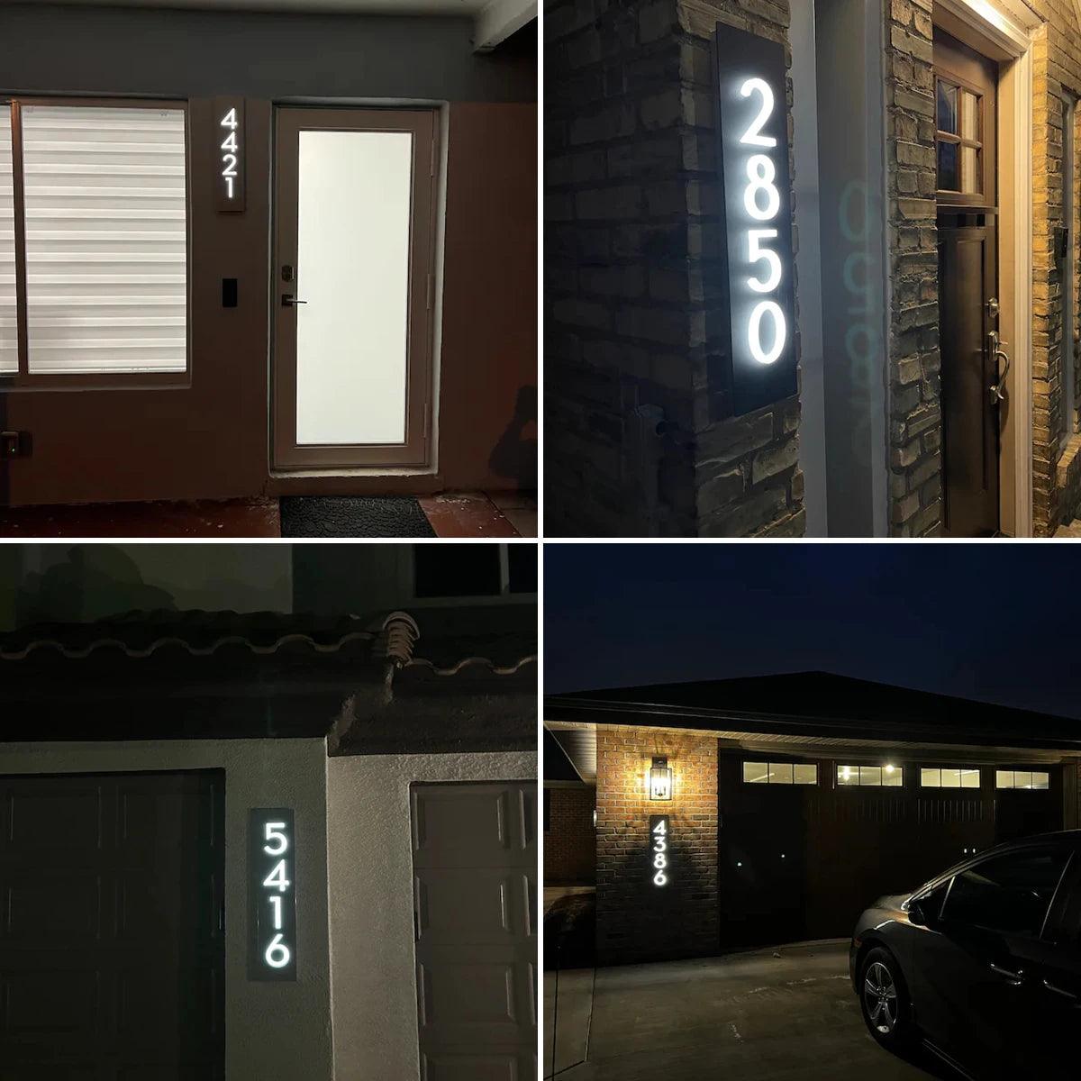 House numbers Vertical Sign Custom light Acrylic Home Door Decor Illuminated Address Street 3D Sign - FYLZGO Signs