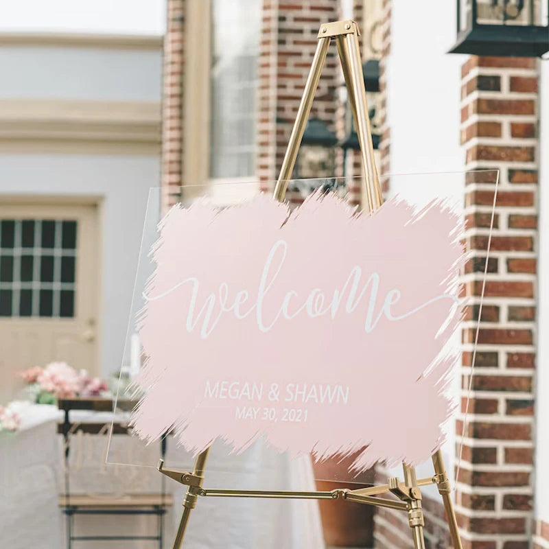 Personalized Wedding Welcome Sign Brushed Back Clear Acrylic Sign - FYLZGO Signs