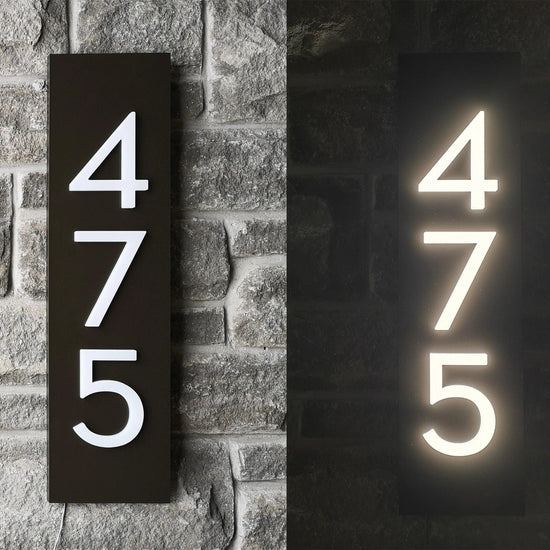 House numbers Vertical Sign Custom light Acrylic Home Door Decor Illuminated Address Street 3D Sign - FYLZGO Signs