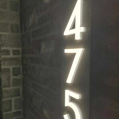 Personalized Custom Number lighted LED Black Matte Plate Acrylic 3D Floating House Number Sign Outdoor Floor Wall Plaques Room - FYLZGO Signs