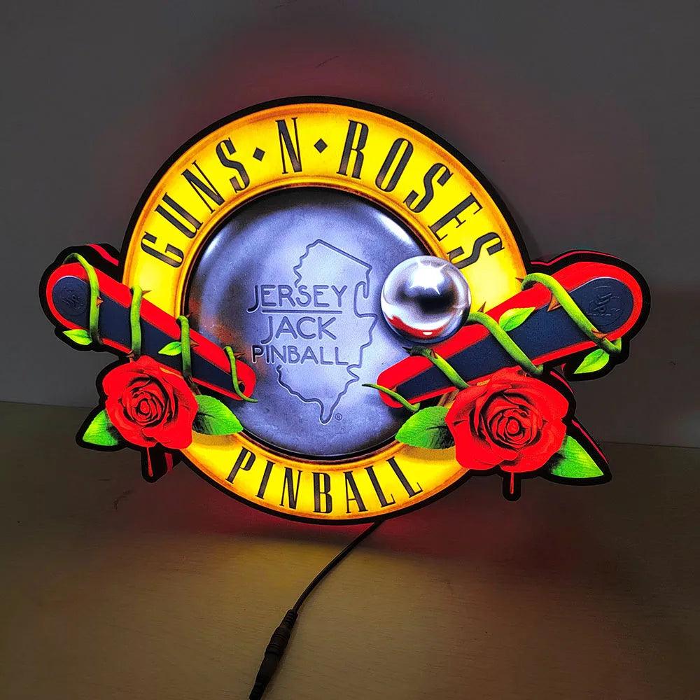 Custom Roses by Jersey Jack Pinball 3D Logo Business Lightbox Nightlight Sign - FYLZGO Signs