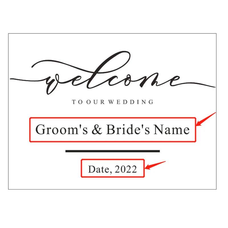 Personalized Wedding Welcome Sign Brushed Back Clear Acrylic Sign - FYLZGO Signs