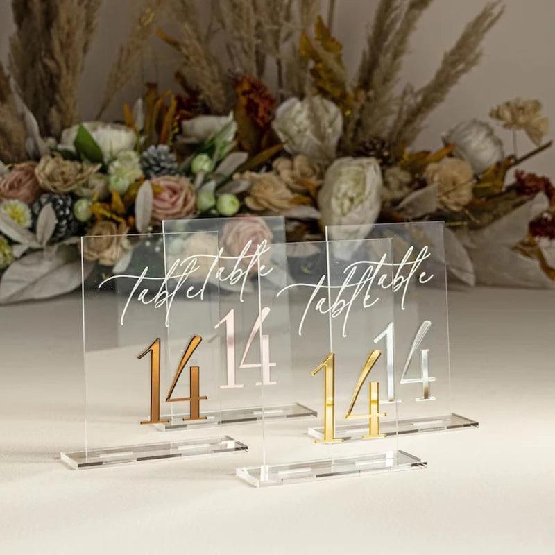 Clear Gold Acrylic Signs Gold Wedding Table Signs Wedding Table Decor- 3D Table Numbers Modern Wedding Table Decor - FYLZGO Signs