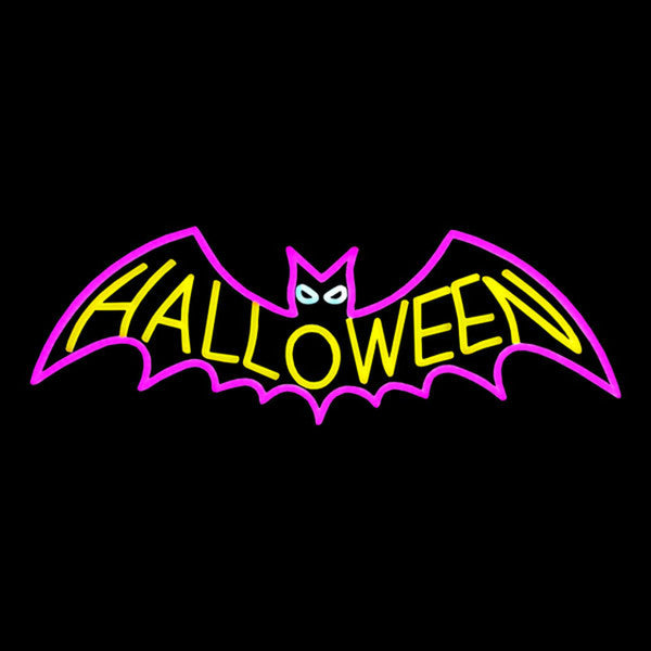 LED Neon Strip Light Halloween Bat Decoration - Lighted Sign - Pink and Yellow - 29 Inch