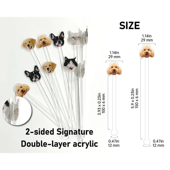 Personalized Pet Stir Sticks,Dog Stir Stick For Wedding Gifts,Dog Signature Drink Stirrers,Acrylic Cocktail Stirrers  2-Sided