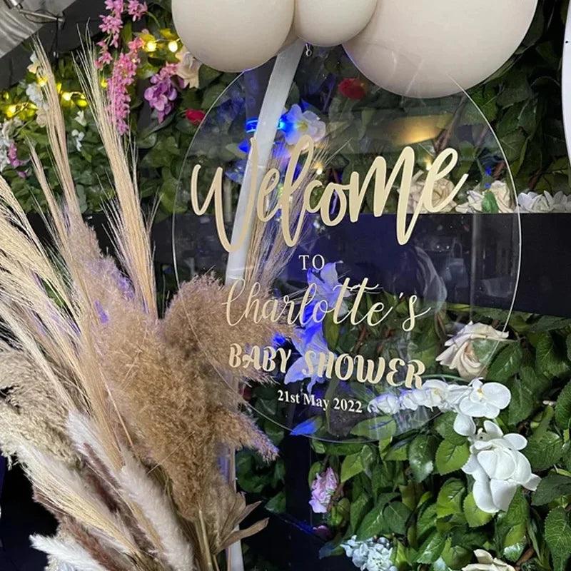 Custom Acrylic Circle Wedding Welcome Sign Baby Shower Decoration Plexiglass Sign Board - FYLZGO Signs