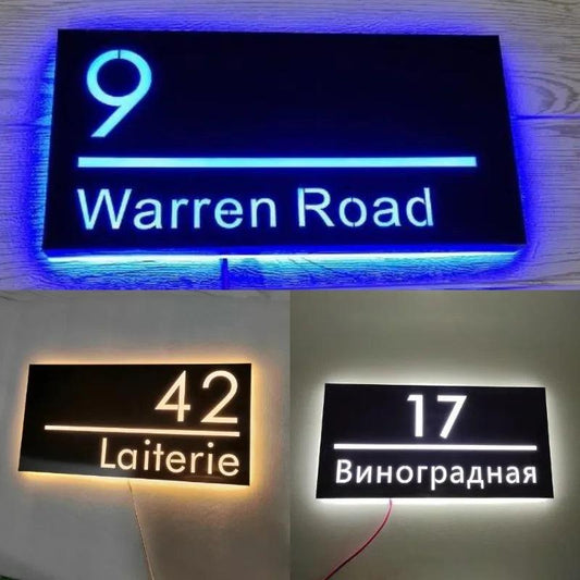 Custom House Numbers LED Lighted Address Number 3D Light Foating Stainless Steel - FYLZGO Signs