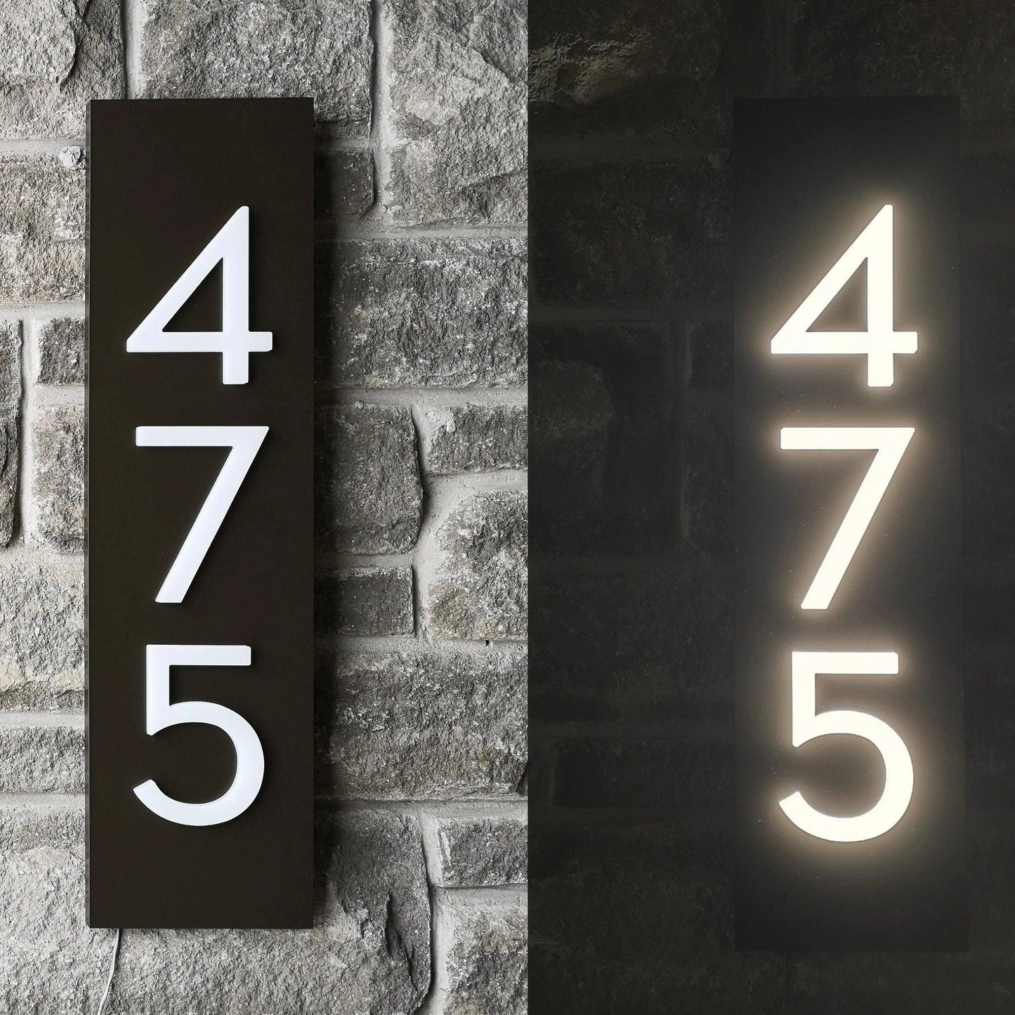 Personalized Custom Number lighted LED Black Matte Plate Acrylic 3D Floating House Number Sign Outdoor Floor Wall Plaques Room - FYLZGO Signs