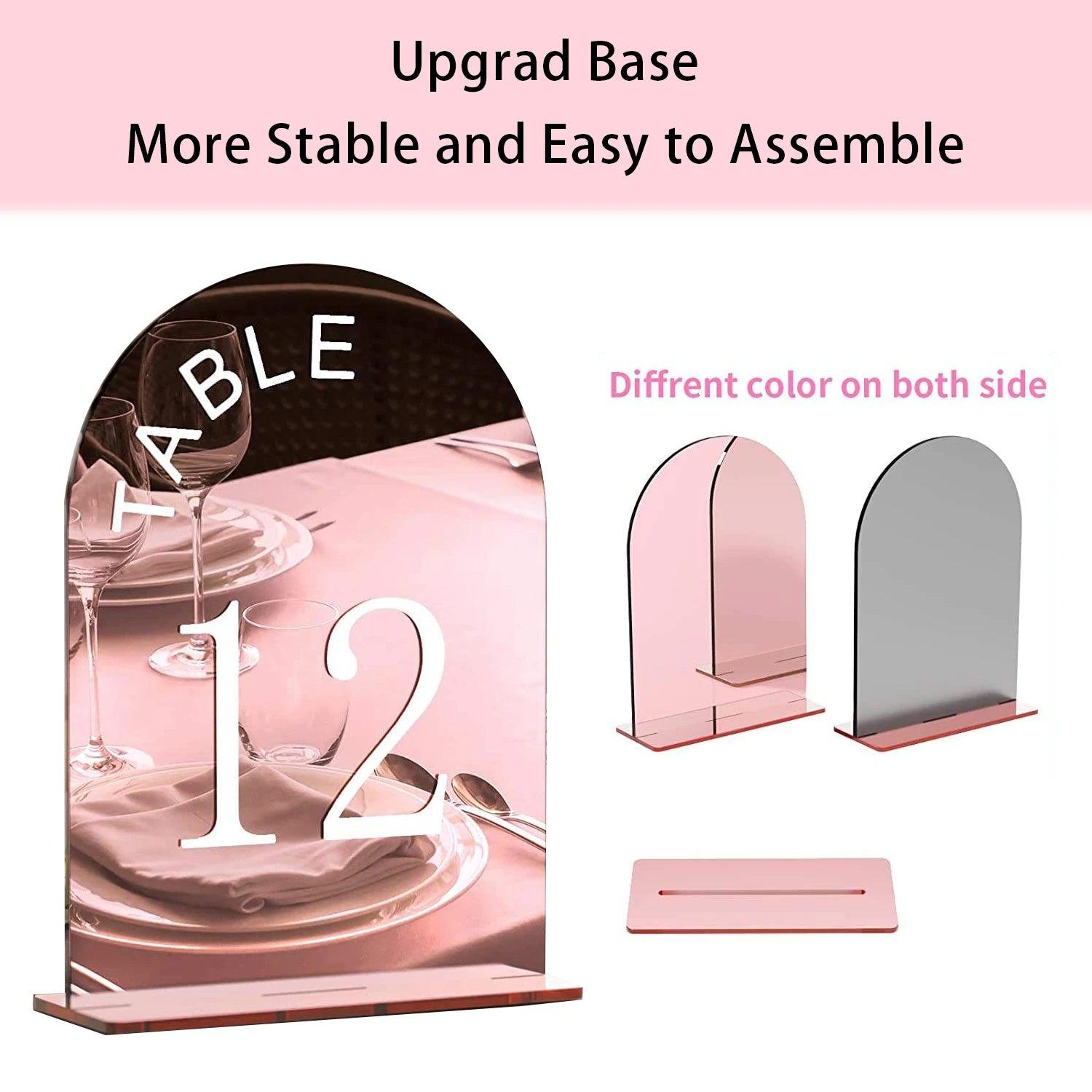 Modern Table Numbers - Wedding Table Numbers - Rose Gold Mirror Table Signs - Wedding Table Decor - Reception Signage