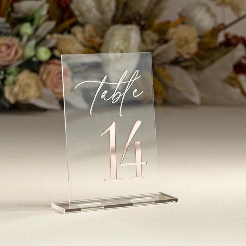 Clear Gold Acrylic Signs Gold Wedding Table Signs Wedding Table Decor- 3D Table Numbers Modern Wedding Table Decor - FYLZGO Signs