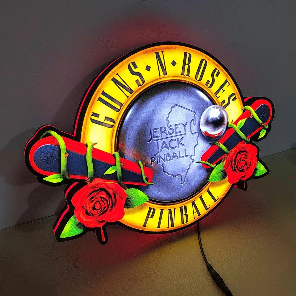 Custom Roses by Jersey Jack Pinball 3D Logo Business Lightbox Nightlight Sign - FYLZGO Signs