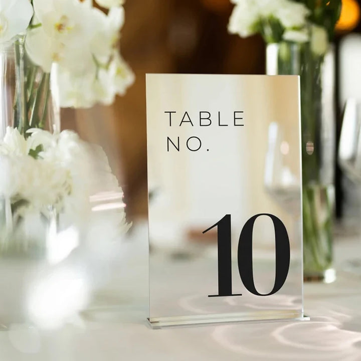 Silver Mirror Acrylic Sign - Wedding Table Numbers - Wedding Decoration - Wedding Table Signs - Wedding Reception Signage