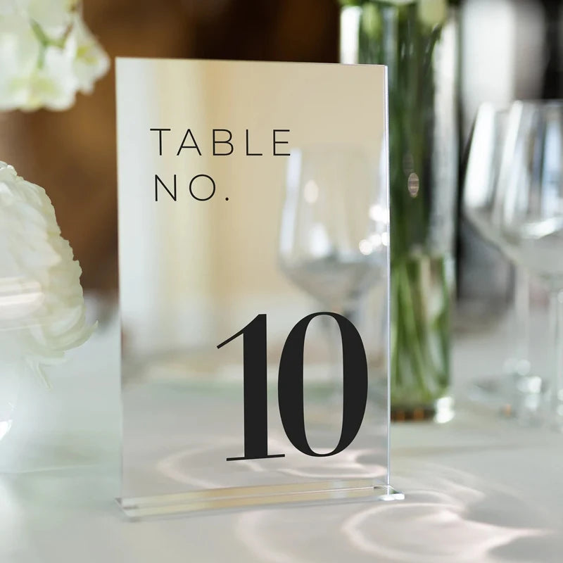 Silver Mirror Acrylic Sign - Wedding Table Numbers - Wedding Decoration - Wedding Table Signs - Wedding Reception Signage