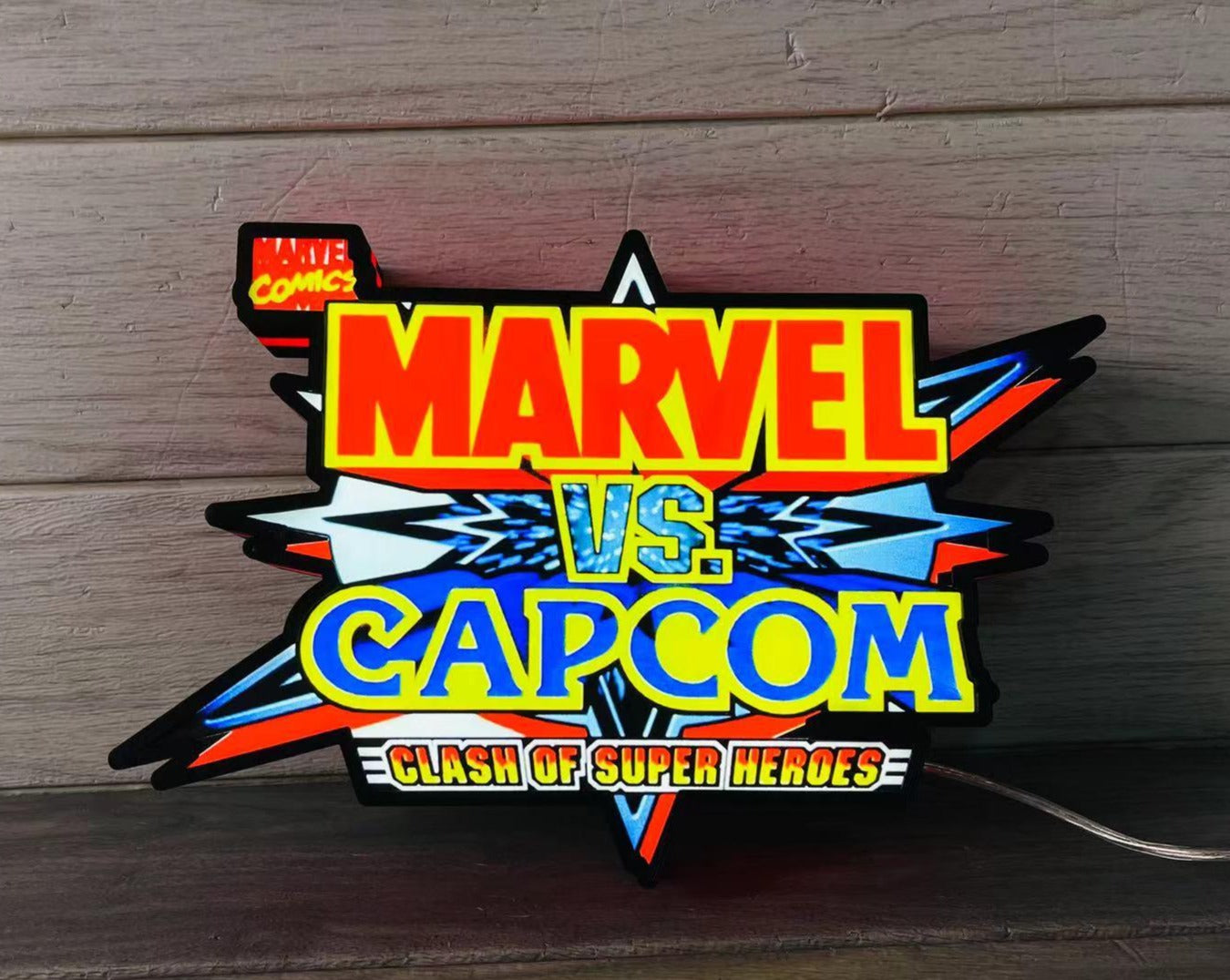 Marvel V Capcom LED Lightbox, Capcom vs Super Heros Game, Perfect for Arcade Room, Mancave - FYLZGO Signs