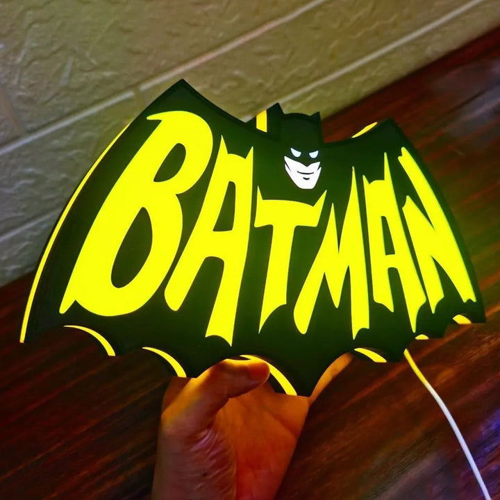 Vintage Batman 3D Printed LED Lightbox Sign Wall Art Decorative Fan Cave