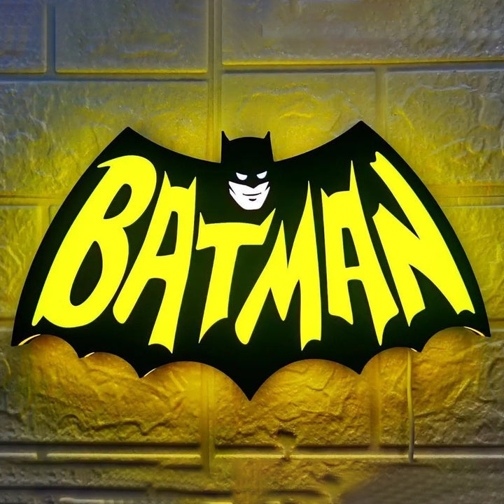 Vintage Batman 3D Printed LED Lightbox Sign Wall Art Decorative Fan Cave