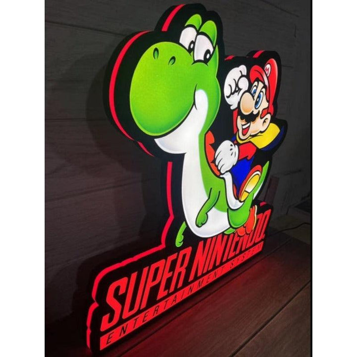 Classic Nintendo Super Mario & Yoshi LED Light Box, Perfect for Game Room, Super Mario Sign for Man Cave, Functional Dimmer, 5V, USB Plug In - FYLZGO Signs