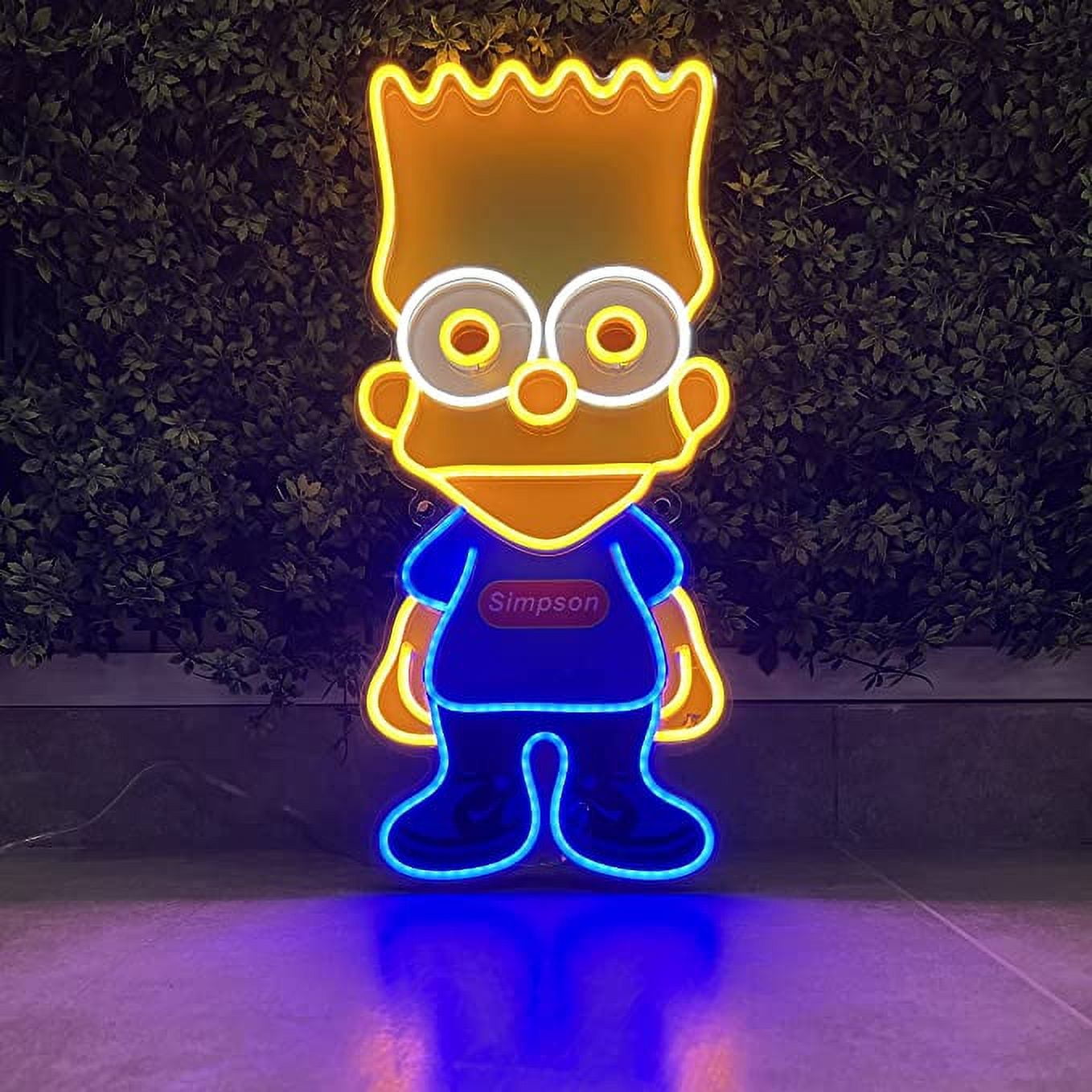 Simpson Neon LED Light-Up Sign  20 x 9 Inches Clear Edge Cut Acrylic Backing, with Dimmer - Bright and Premium built For Gaming and Kids Room Decor