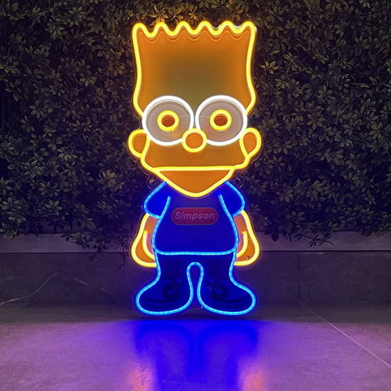 Simpson Neon LED Light-Up Sign  20 x 9 Inches Clear Edge Cut Acrylic Backing, with Dimmer - Bright and Premium built For Gaming and Kids Room Decor