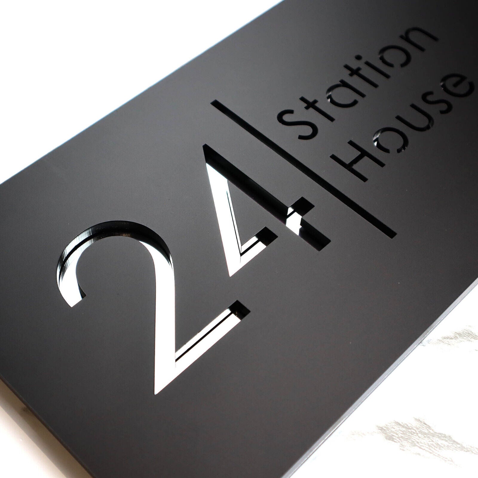 Laser Cut House Signs Matt Black & Gold Door Numbers Address Plaque Number