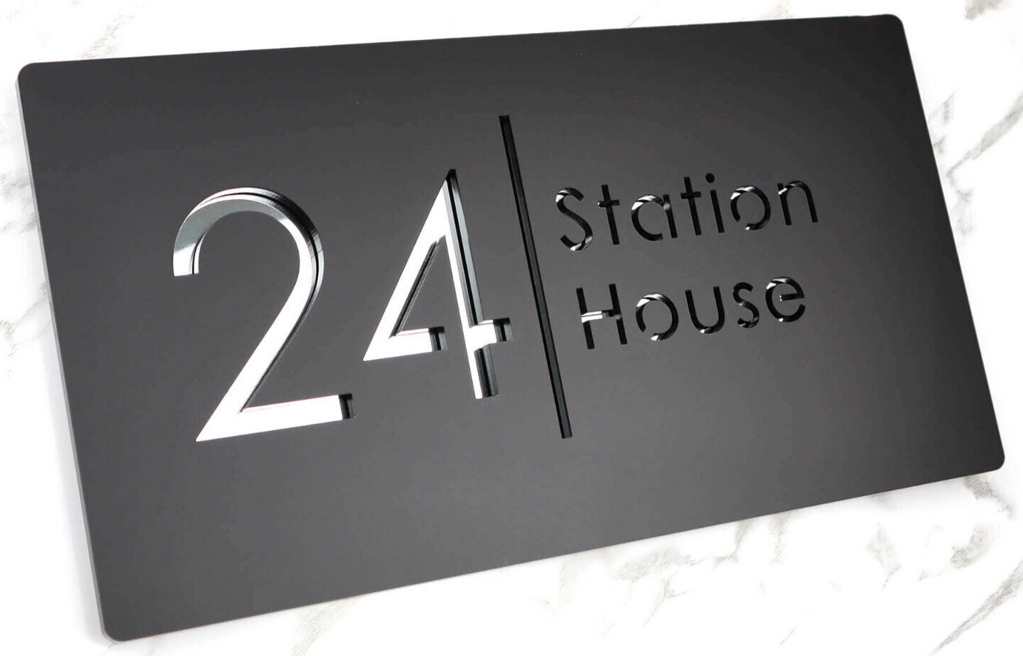 Laser Cut House Signs Matt Black & Gold Door Numbers Address Plaque Number