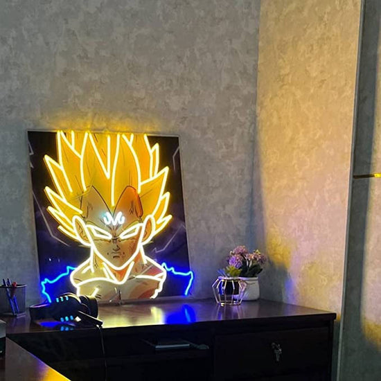 Anime Songoku Neon Sign, UV Printed LED Sign 20 x 20 inches, Gaming Decor for Boys,Kids With Dimmer Switch and Power Adapter