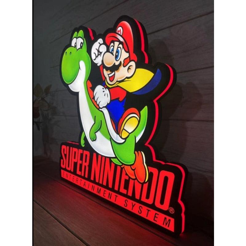 Classic Nintendo Super Mario & Yoshi LED Light Box, Perfect for Game Room, Super Mario Sign for Man Cave, Functional Dimmer, 5V, USB Plug In - FYLZGO Signs