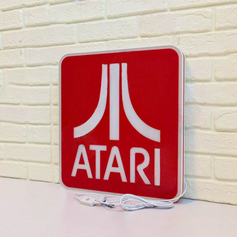 ATARI Sign for Gaming Room Decor, USB Powered Extra Long Cable, Full Dimming Control, Include Both Adhesive & Non Adhesive Wall Mount Kit