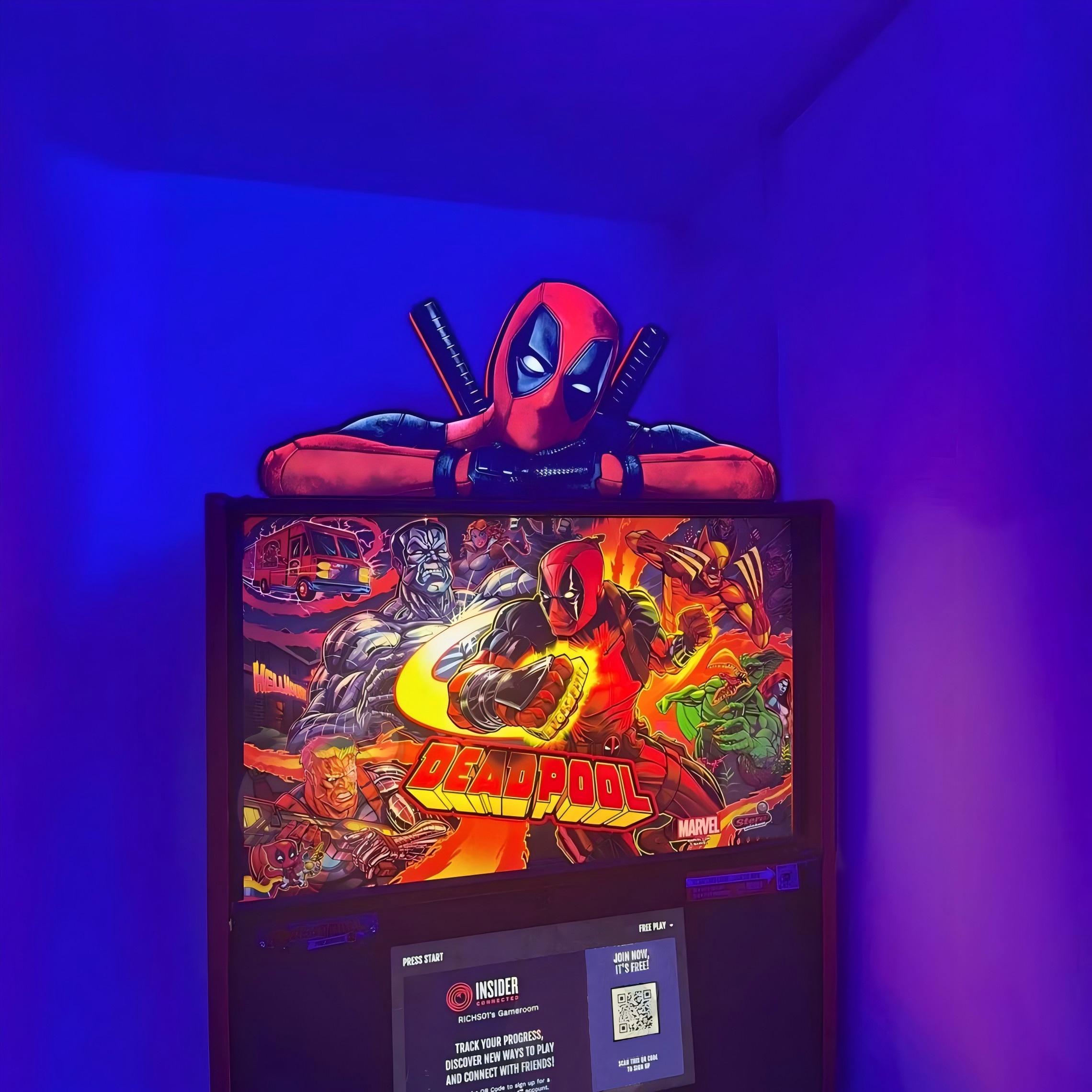 Deadpool Pinball LED Lightbox, Deadpool Pinball Topper, USB powered and with Dimming Function, designed for Stern Pinball