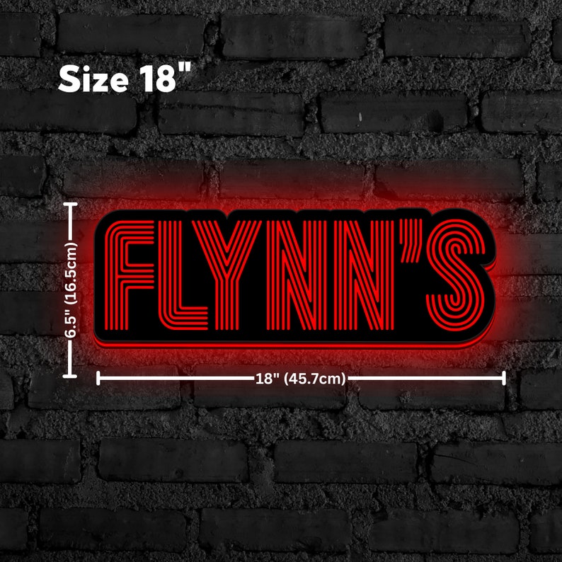 Flynn's Arcade LED Sign, Great Nostalgic Decoration, Fully Dimmable & Powered by USB