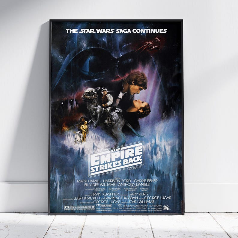 Star Wars Empire Strikes Back Poster, Luke Skywalker Wall Art, 3d Printed Movie Poster