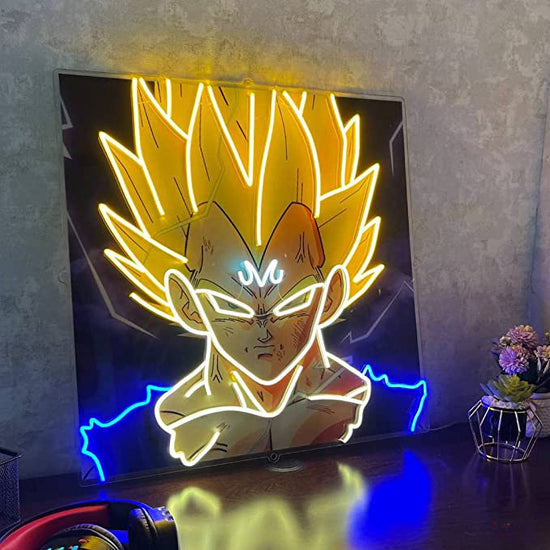 Anime Songoku Neon Sign, UV Printed LED Sign 20 x 20 inches, Gaming Decor for Boys,Kids With Dimmer Switch and Power Adapter