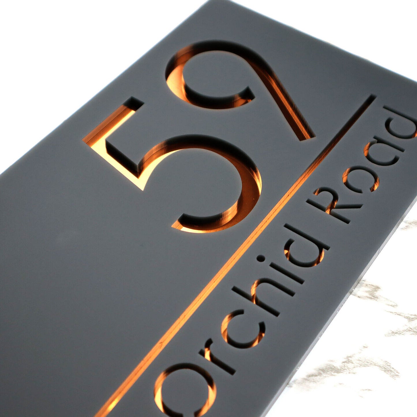 Laser Cut House Signs Matt Black & Gold Door Numbers Address Plaque Number