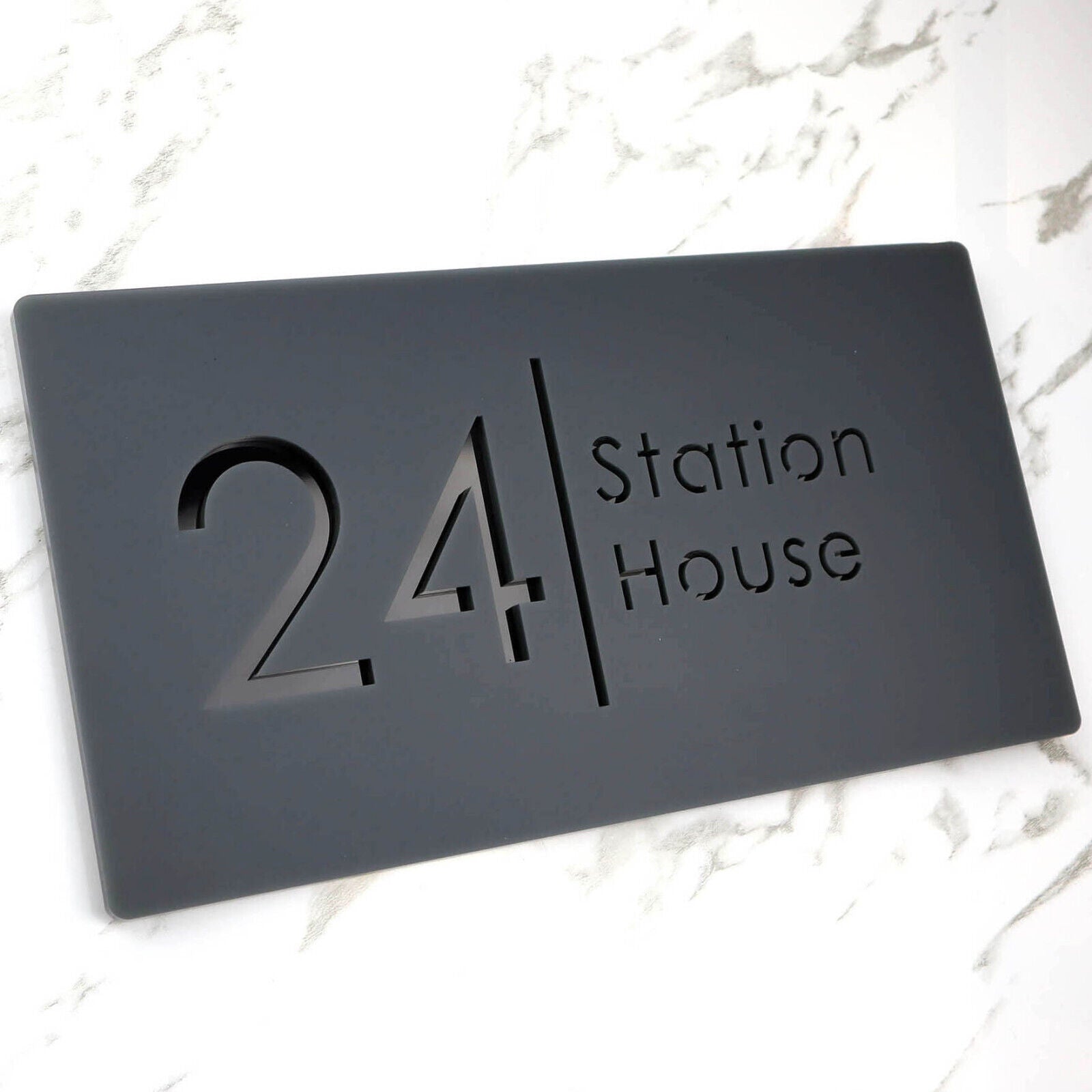 Laser Cut House Signs Matt Black & Gold Door Numbers Address Plaque Number