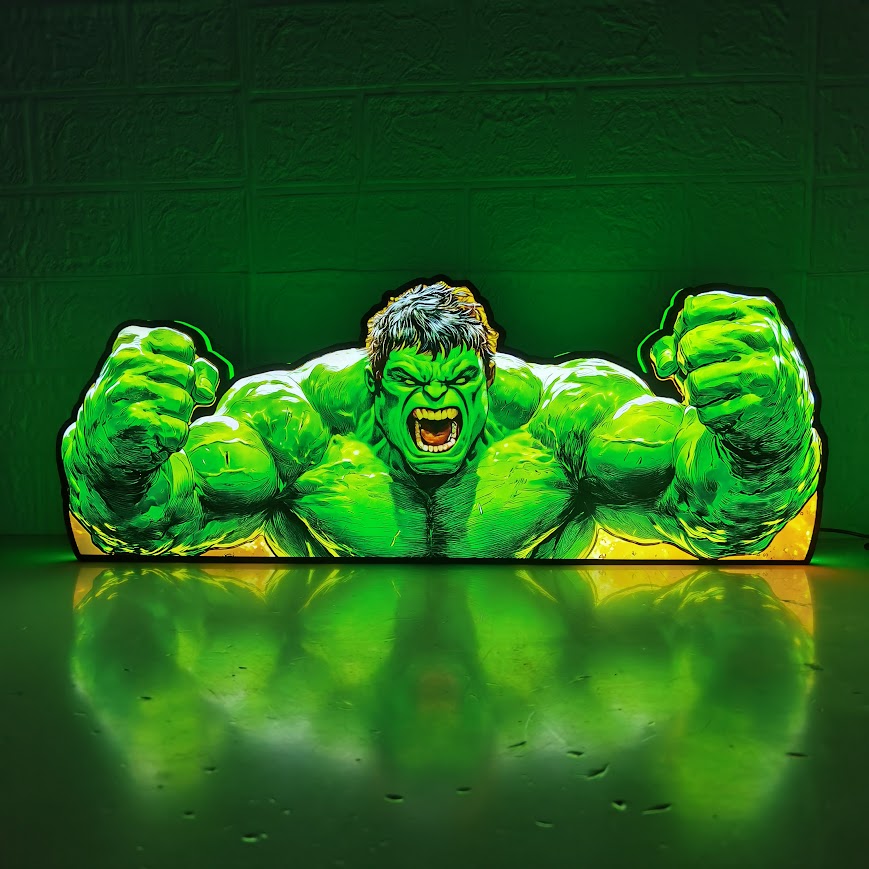 Hulk Smash LED Sign Dimmable & Powered by USB 3D Lightbox