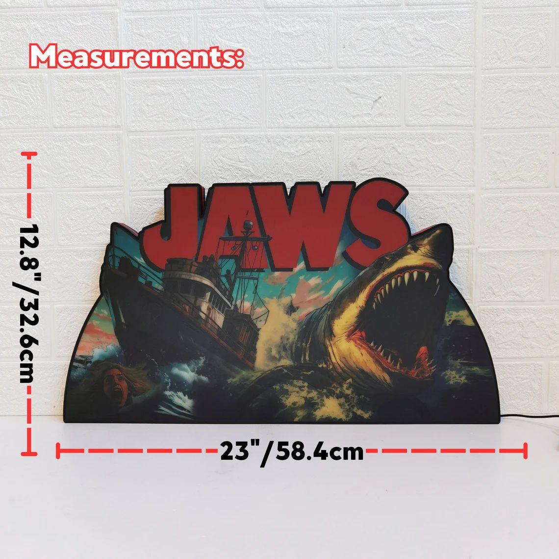 Jaws Pinball Topper, Designed for Stern Jaws Pinball 3D printed lightbox housing with RED Halo effects, LED, Dimmable, and USB powered