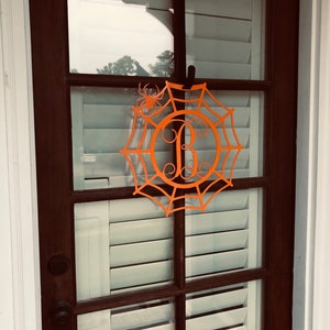 Spider web Custom Monogram Metal Sign, Halloween Door Hanger, Halloween Decor, Fall Decor, Fall Wreath, Halloween Sign, Metal Art