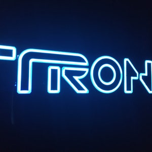 TRON Legacy style 3D Printed RGB LED illuminated wall sign