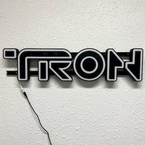 TRON Legacy style 3D Printed RGB LED illuminated wall sign