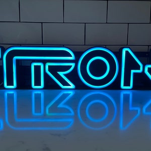 TRON Legacy style 3D Printed RGB LED illuminated wall sign