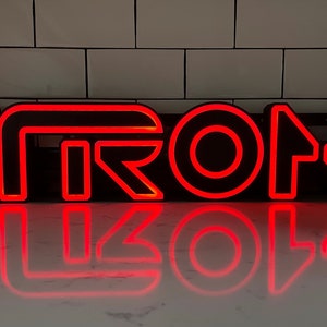 TRON Legacy style 3D Printed RGB LED illuminated wall sign