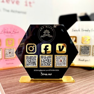 Mini qr code sign, QR Code Sign Social Media, QR Code Display Sign Acrylic, Custom QR Code Sign, Payment Method Sign, Custom Logo Sign