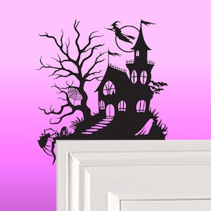 Halloween Themed Metal Door Frame Topper | Door Frame Corner Sign | Halloween Decor | Spooky House | Haunted Witch Spider Ghost