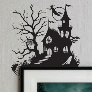 Halloween Themed Metal Door Frame Topper | Door Frame Corner Sign | Halloween Decor | Spooky House | Haunted Witch Spider Ghost