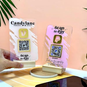 Signe de code QR personnalisé, signe de code QR de médias sociaux, signe d’affichage de code QR acrylique, signe de méthode de paiement, signe de logo personnalisé, signe de salon, signe de beauté