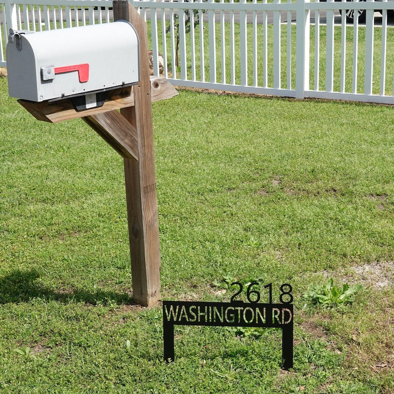 Lawn Address Monogram Metal Sign, Custom Address Sign, Address Sign, Outdoor patio