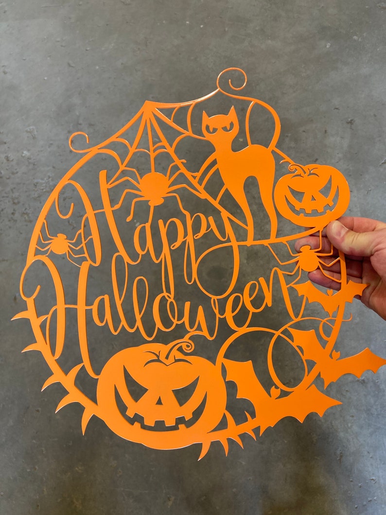 Happy Halloween Web Metal Sign Door Decor, Halloween Metal Sign, Scary, Halloween, Spider Web Sign, Halloween Decor, Halloween Door Hanger